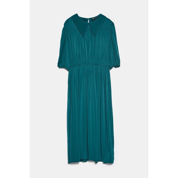 ZARA Dark Turquoise Elasticized Dress - S - Picture 3 of 10